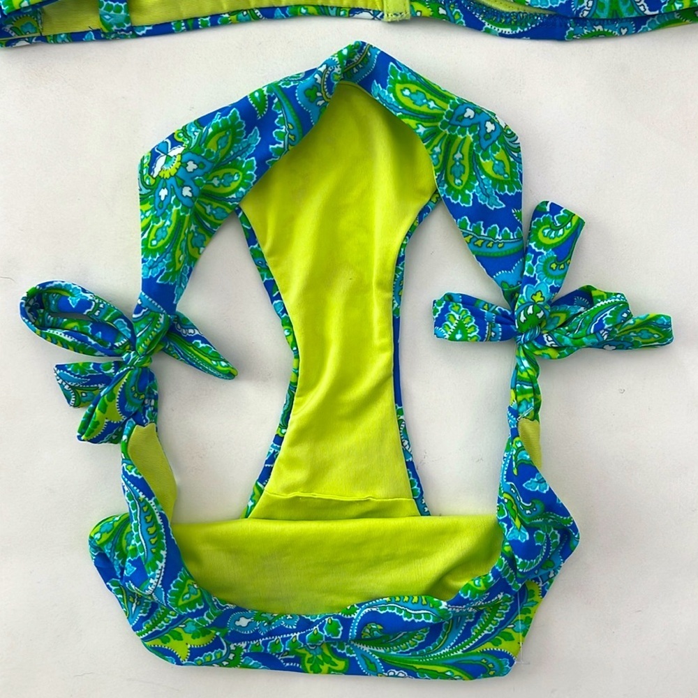 CALZEDONIA COBEY Bikini Paisley Blue and Green Sz Small - Picture 6 of 7